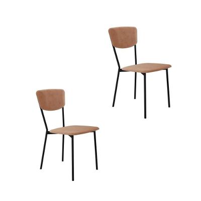Cadeira Vintage Retrô Fixa Com 4 Pés 425x505x830 Mm Com 2 Unidades Veludo Nude