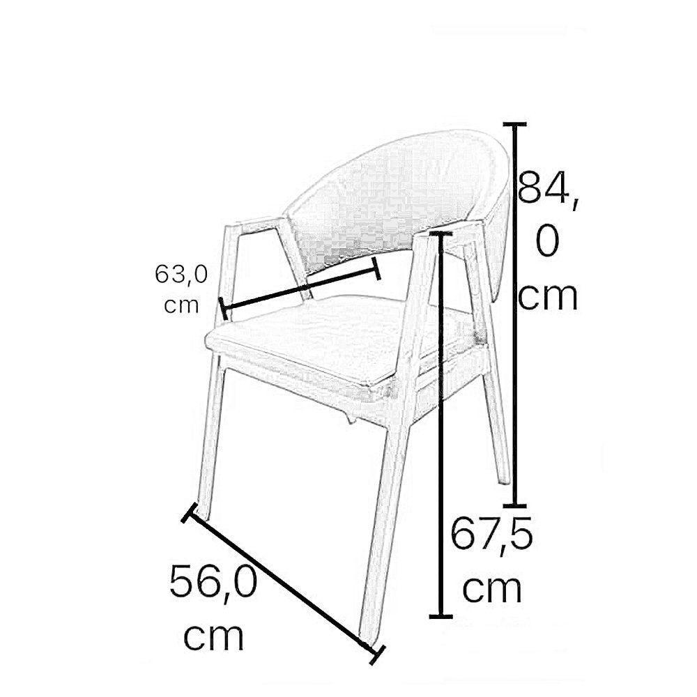 Cadeira De Jantar Antonella Veludo Estilo Poltrona Com Pés Rosê - 7 Decor Bege - 5