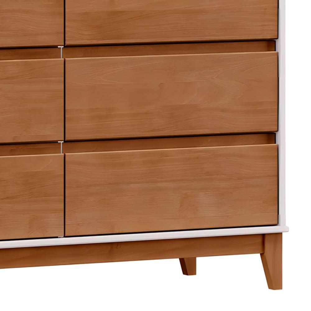 Cômoda Para Quarto 125cm 6 Gavetas Solvi Off White/freijó F07 - Mpozenato - 6