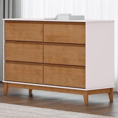 Cômoda Para Quarto 125cm 6 Gavetas Solvi Off White/freijó F07 - Mpozenato