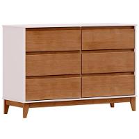 Cômoda Para Quarto 125cm 6 Gavetas Solvi Off White/freijó F07 - Mpozenato - 2