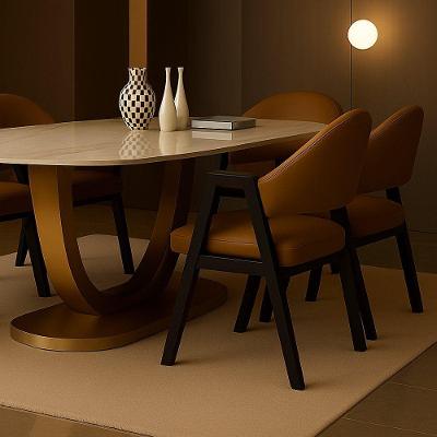 Cadeira De Jantar Antonella Corino Estilo Poltrona Com Pés Preto - 7 Decor Marrom