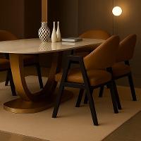 Cadeira De Jantar Antonella Corino Estilo Poltrona Com Pés Preto - 7 Decor Marrom - 1