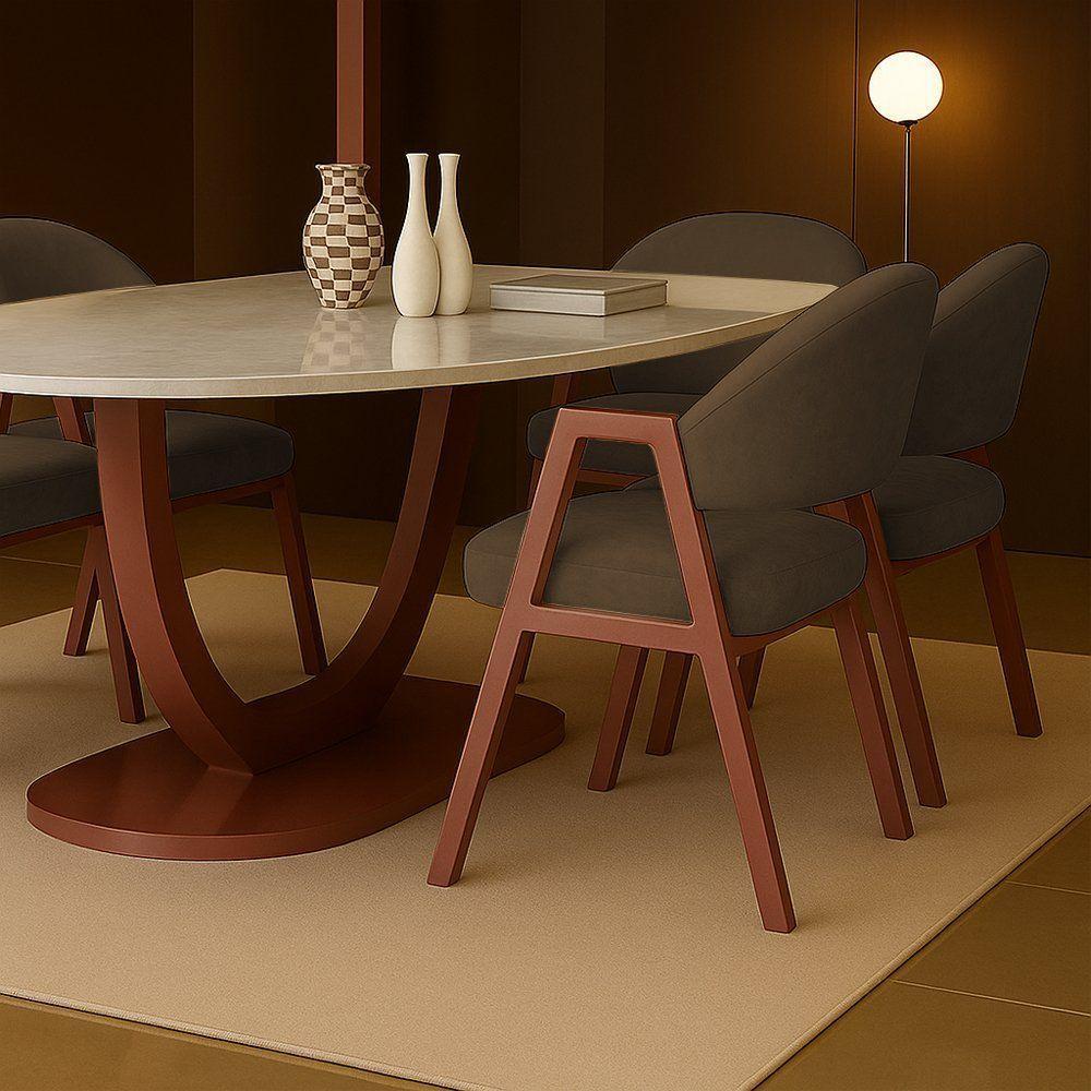 Cadeira De Jantar Antonella Veludo Estilo Poltrona Com Pés Rosê - 7 Decor Marrom - 2