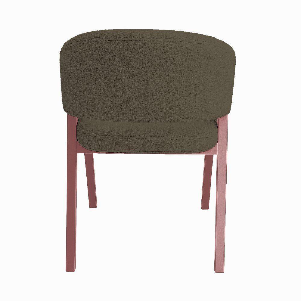 Cadeira De Jantar Antonella Veludo Estilo Poltrona Com Pés Rosê - 7 Decor Marrom - 4