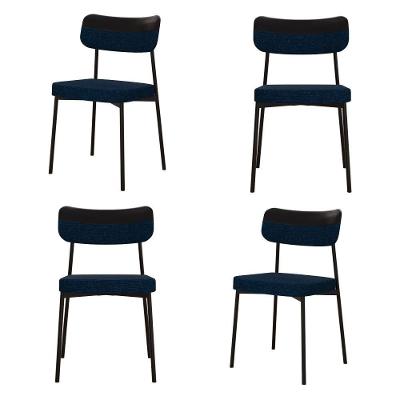 Cadeira Mynna Fixa Com 4 Pés 525x470x790 Mm Com 4 Unidades Corriente Azul/Courino Preto
