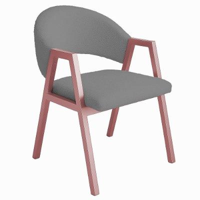 Cadeira De Jantar Antonella Veludo Estilo Poltrona Com Pés Rosê - 7 Decor Cinza Escuro