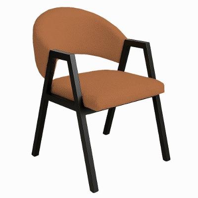 Cadeira De Jantar Antonella Veludo Estilo Poltrona Com Pés Preto - 7 Decor Terracota