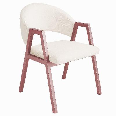 Cadeira De Jantar Antonella Veludo Estilo Poltrona Com Pés Rosê - 7 Decor Branco