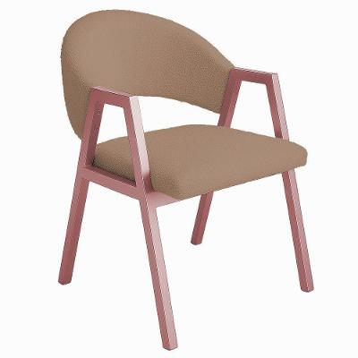 Cadeira De Jantar Antonella Veludo Estilo Poltrona Com Pés Rosê - 7 Decor Cappuccino