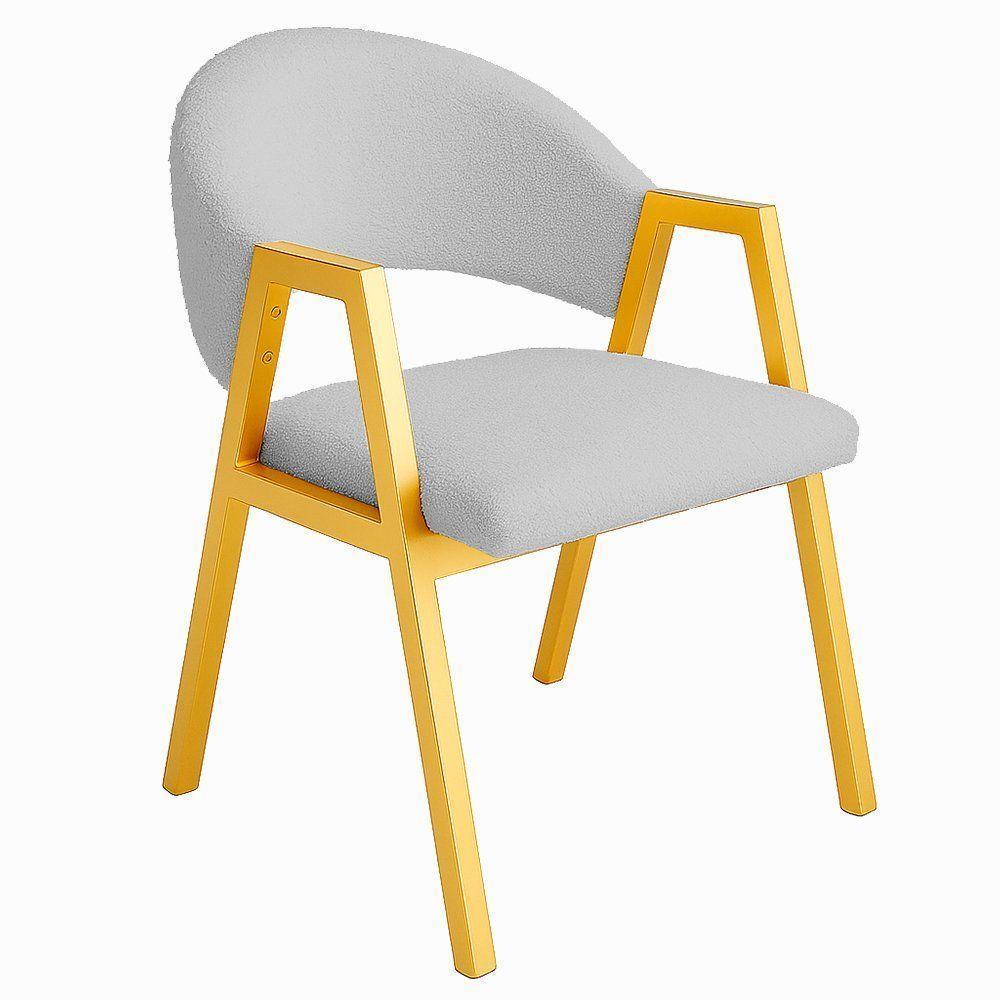 Cadeira De Jantar Antonella Veludo Estilo Poltrona Com Pés Dourado - 7 Decor Prata - 1