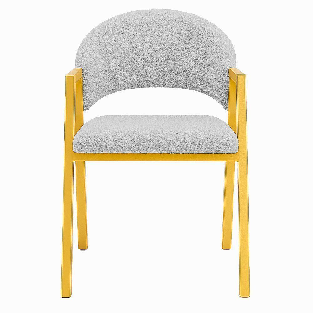 Cadeira De Jantar Antonella Veludo Estilo Poltrona Com Pés Dourado - 7 Decor Prata - 3