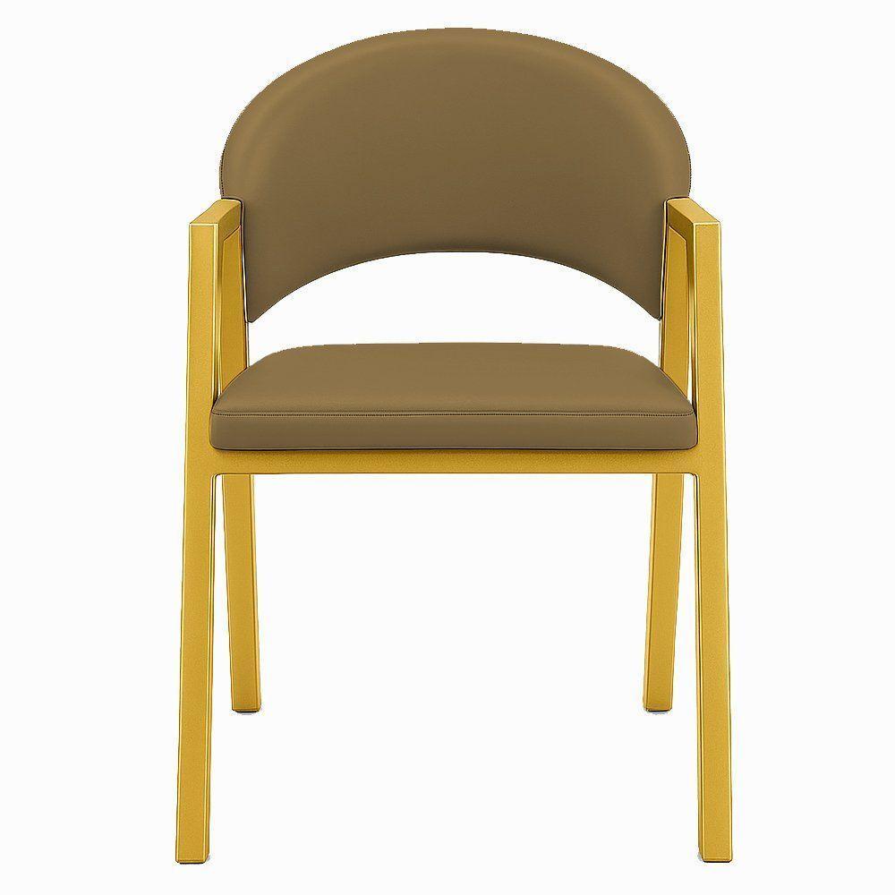 Cadeira De Jantar Antonella Corino Estilo Poltrona Com Pés Dourado - 7 Decor Marrom - 3