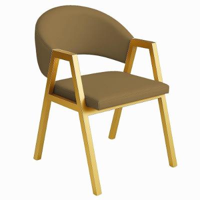 Cadeira De Jantar Antonella Corino Estilo Poltrona Com Pés Dourado - 7 Decor Marrom