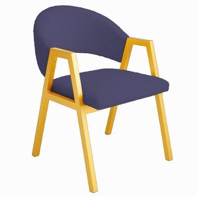 Cadeira De Jantar Antonella Veludo Estilo Poltrona Com Pés Dourado - 7 Decor Azul Marinho
