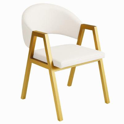 Cadeira De Jantar Antonella Corino Estilo Poltrona Com Pés Dourado - 7 Decor Branco