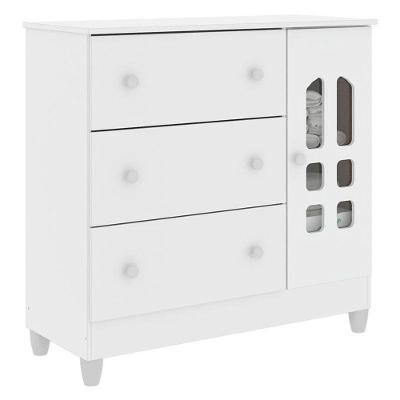 Cômoda Infantil New Selena Com Porta Branco Brilho – Carolina