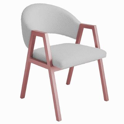 Cadeira De Jantar Antonella Veludo Estilo Poltrona Com Pés Rosê - 7 Decor Prata