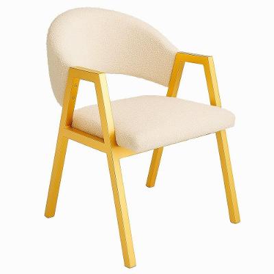 Cadeira De Jantar Antonella Veludo Estilo Poltrona Com Pés Dourado - 7 Decor Bege