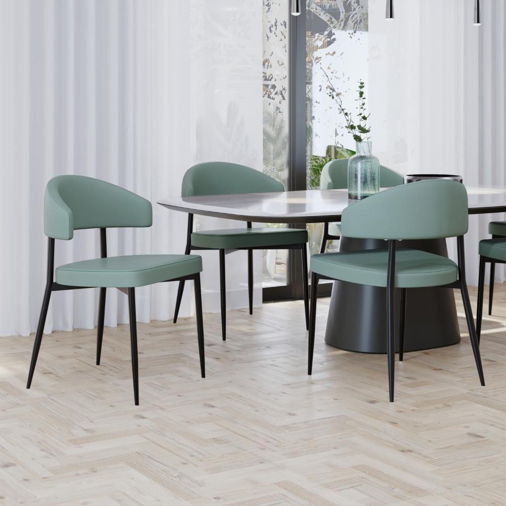 Conjunto 2 Cadeiras De Jantar Revestimento Sintético Bless Estr. Preta Courino Urano Verde Sálvia - 2