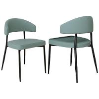 Conjunto 2 Cadeiras De Jantar Revestimento Sintético Bless Estr. Preta Courino Urano Verde Sálvia - 1
