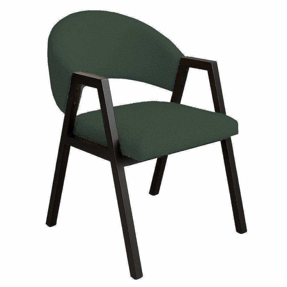 Cadeira De Jantar Antonella Veludo Estilo Poltrona Com Pés Preto - 7 Decor Verde Escuro - 1