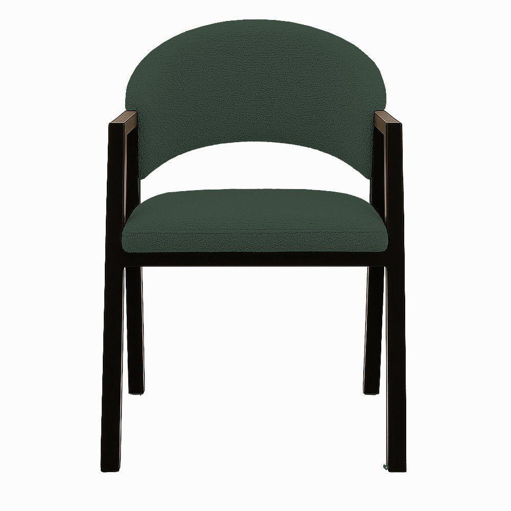 Cadeira De Jantar Antonella Veludo Estilo Poltrona Com Pés Preto - 7 Decor Verde Escuro - 3
