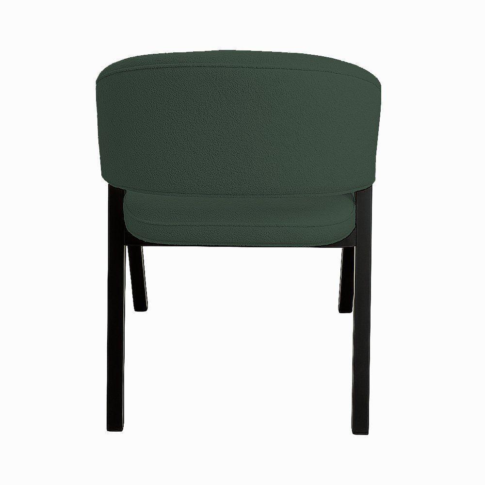 Cadeira De Jantar Antonella Veludo Estilo Poltrona Com Pés Preto - 7 Decor Verde Escuro - 4