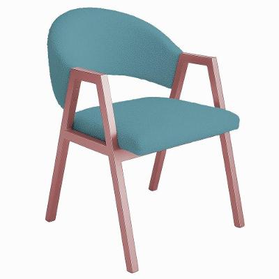 Cadeira De Jantar Antonella Veludo Estilo Poltrona Com Pés Rosê - 7 Decor Azul Turquesa
