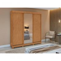 Guarda Roupa Saion 3 Portas Com Pés 1 Porta Glass - Lopas Amendoa Clean - 1