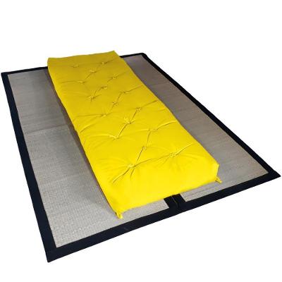 Futon Solteiro Dobrável Sofa Cama Tecido Sarja Amarelo