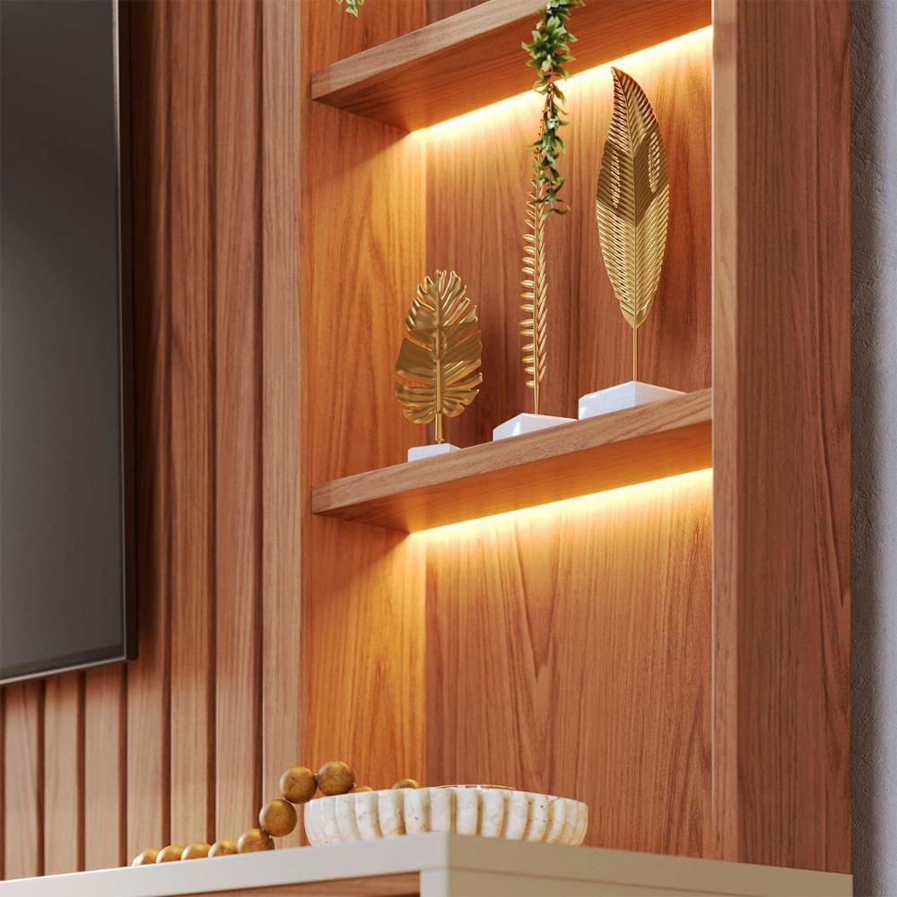 Estante Painel TV 82 Polegadas 240cm Com Led Hawai Freijó Off White C05 - Mpozenato - 8