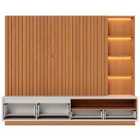 Estante Painel TV 82 Polegadas 240cm Com Led Hawai Freijó Off White C05 - Mpozenato - 5