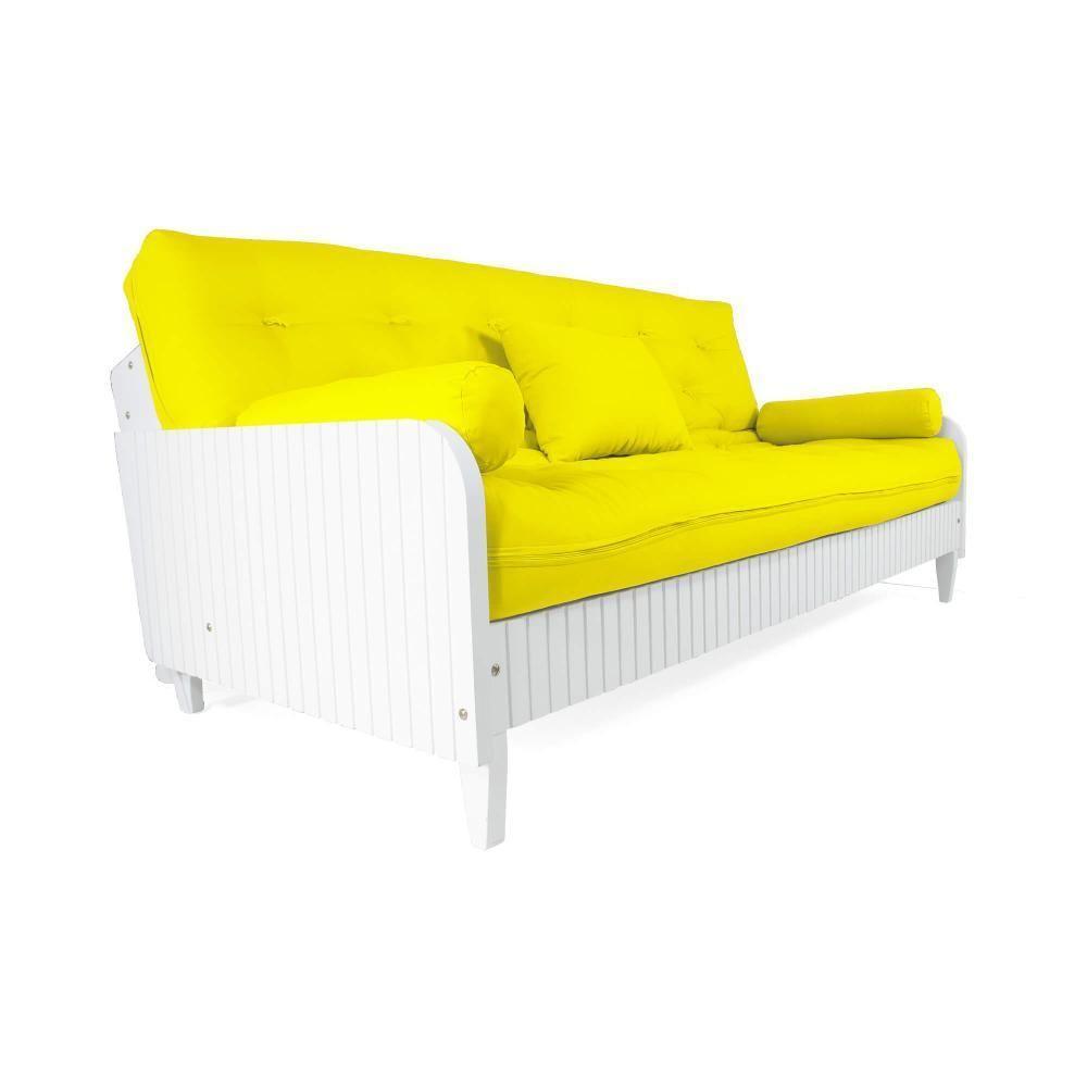 Sofá Cama Paris Ripado Branco Acquablock Amarelo Nobre - 2