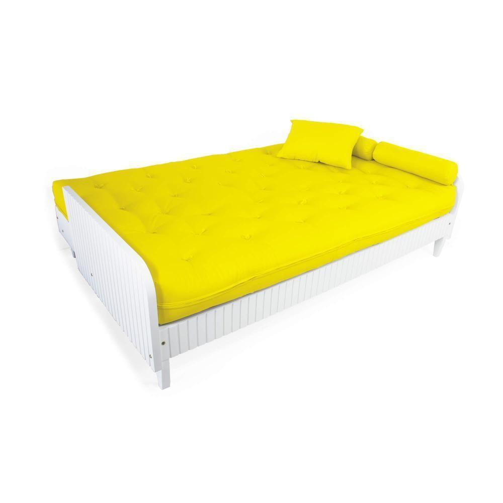 Sofá Cama Paris Ripado Branco Acquablock Amarelo Nobre - 3