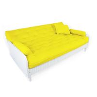 Sofá Cama Paris Ripado Branco Acquablock Amarelo Nobre - 1
