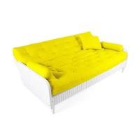 Sofá Cama Paris Ripado Branco Acquablock Amarelo Nobre