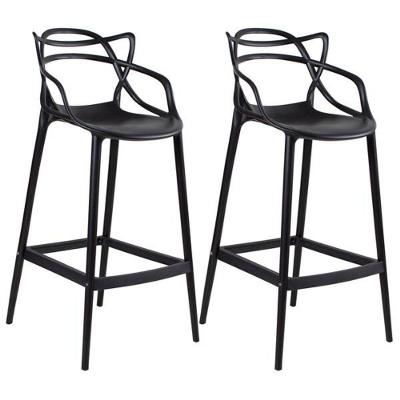 Kit Com 2 Banquetas Allegra Masters 100% Polipropileno Preta