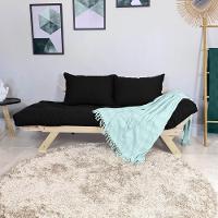 Sofá Japão Futon Sarja Madeira Sem Pintura - Preto - 6