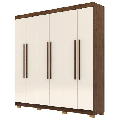 Guarda Roupa Casal 218cm 6 Portas Bolty Imbuia/champanhe V02 - Mpozenato