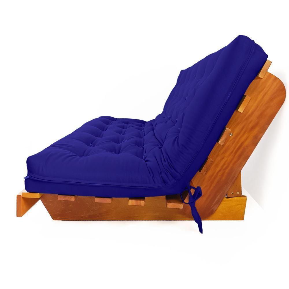 Sofá Cama Futon L Acquablock Azul Royal Em Madeira Nobre Maciça - 4
