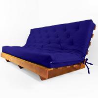 Sofá Cama Futon L Acquablock Azul Royal Em Madeira Nobre Maciça - 1