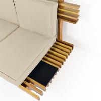 Sofá 3 Lugares Madeira Nobre Maciça Xangai Sala Moderna Bege - 2