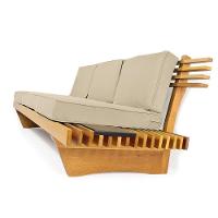 Sofá 3 Lugares Madeira Nobre Maciça Xangai Sala Moderna Bege - 3