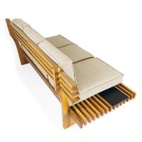 Sofá 3 Lugares Madeira Nobre Maciça Xangai Sala Moderna Bege - 7