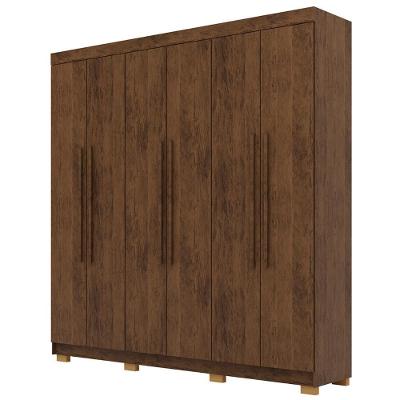 Guarda Roupa Casal 218cm 6 Portas Bolty Imbuia Rústico V02 - Mpozenato