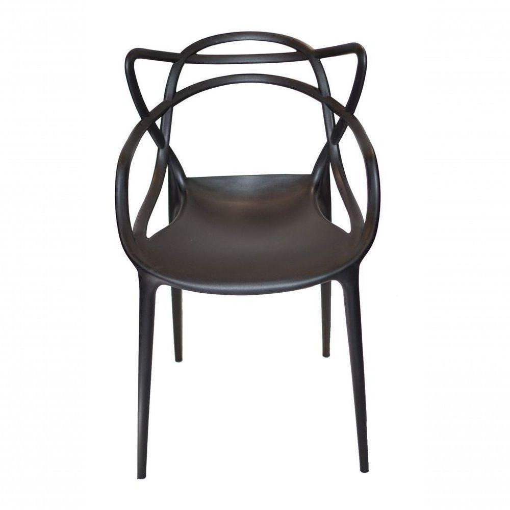 Kit Com 3 Cadeira Allegra Masters Polipropileno Sala Cozinha Jantar Empilhavel Preta - 2