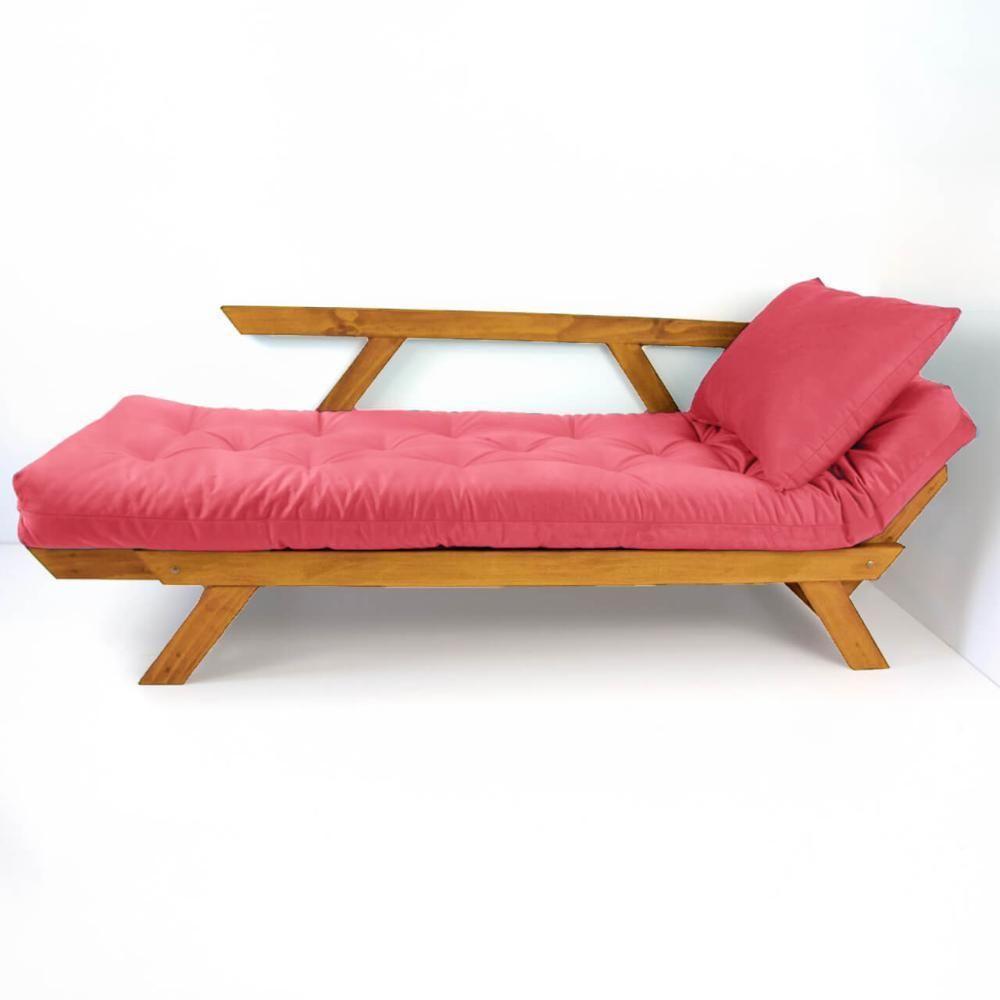 Sofá Japão Futon Sarja Madeira Cor Mel - Goiaba - 2