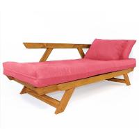 Sofá Japão Futon Sarja Madeira Cor Mel - Goiaba - 3