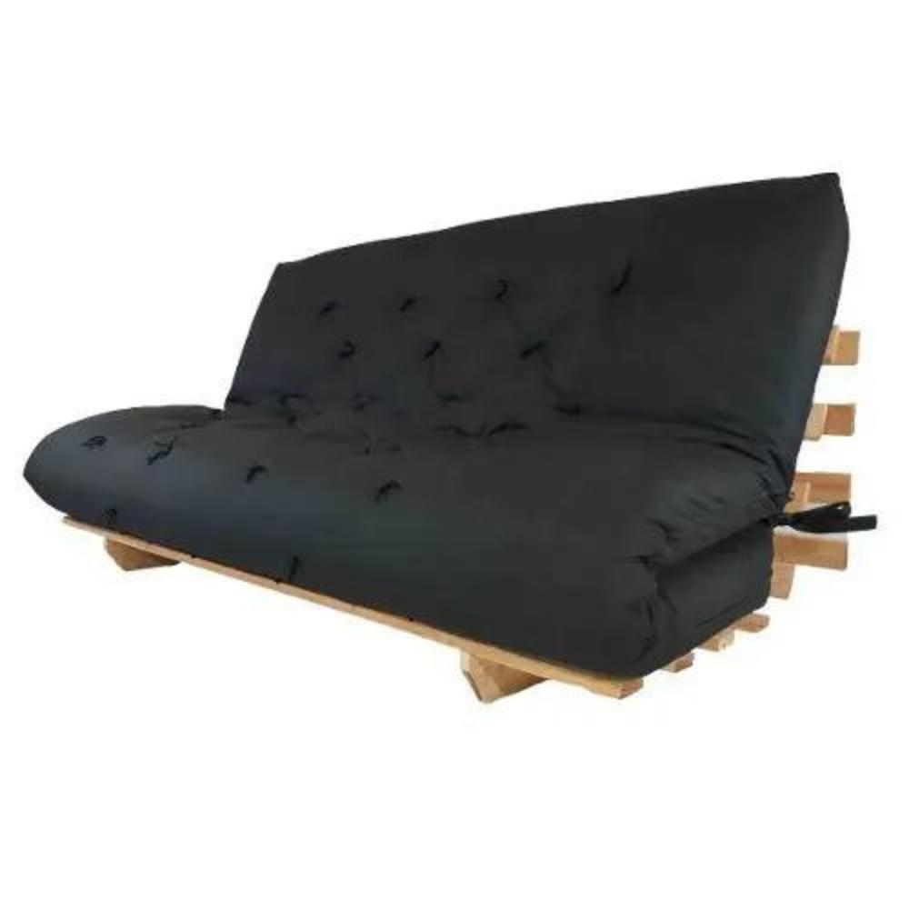 Futon Casal King Oriental Preto Madeira Nobre - 1
